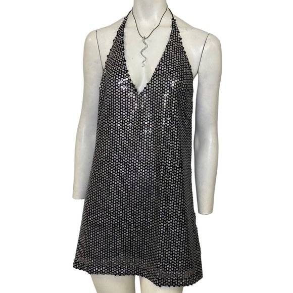 Motel Rocks | Dresses | Motel Rocks Sequin Open Back Vneck Halter Mini ...